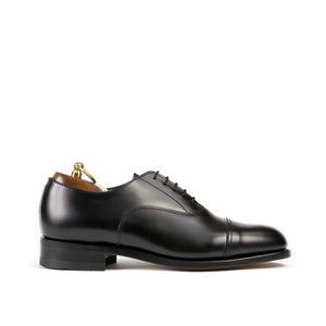 Sanders 'Oxford' Black Polishing Leather Cap Oxford Shoe