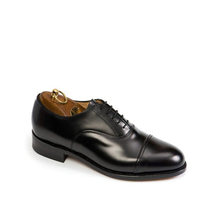 Sanders 'Oxford' Black Polishing Leather Cap Oxford Shoe